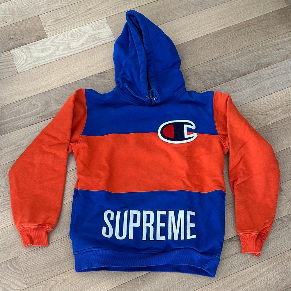 Champion x Supreme Blue and Orange Hoodie